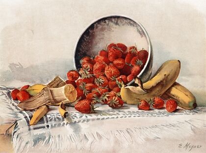 Strawberries and Bananas in a Basket