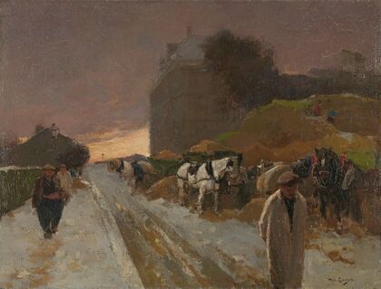 Street in Montmartre, Paris, in the Winter