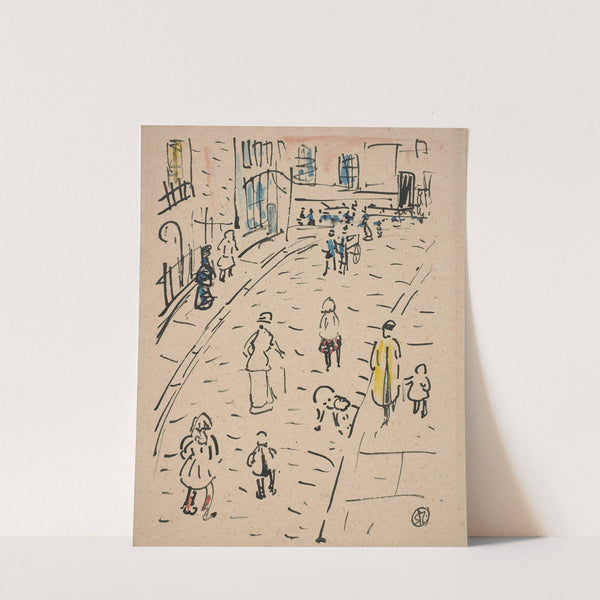 Street scene with figures (circa 1917) by Raymond McIntyre