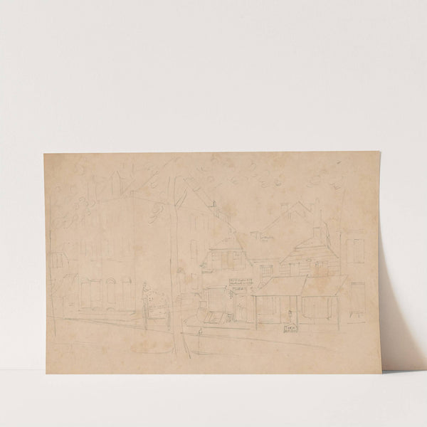 Street scene with houses and stores, including Geo H Cooper & Co wholesale merchant by John Rubens Smith