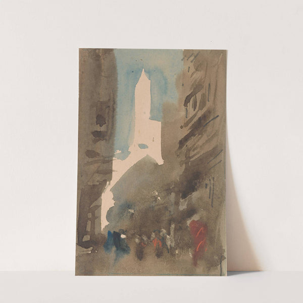 Street Scene with White Tower by Hercules Brabazon Brabazon