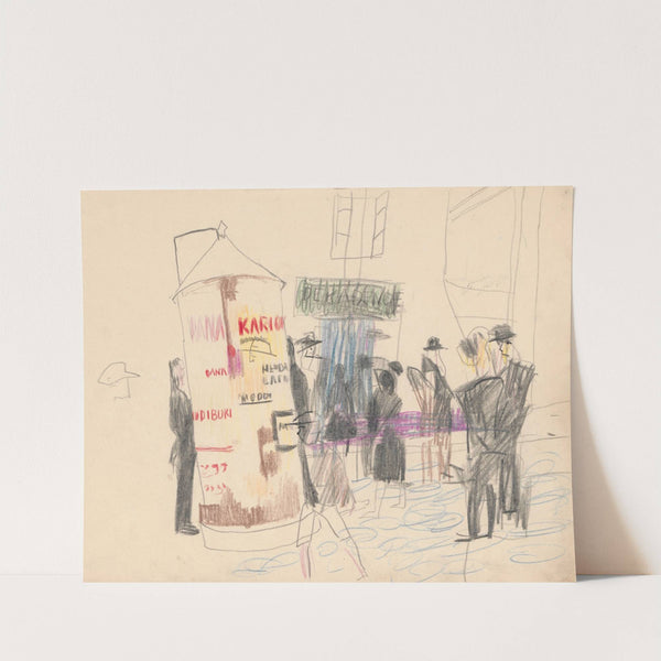 Street with an advertising column I (Kremenets) (1934 - 1937) by Stanisław Osostowicz