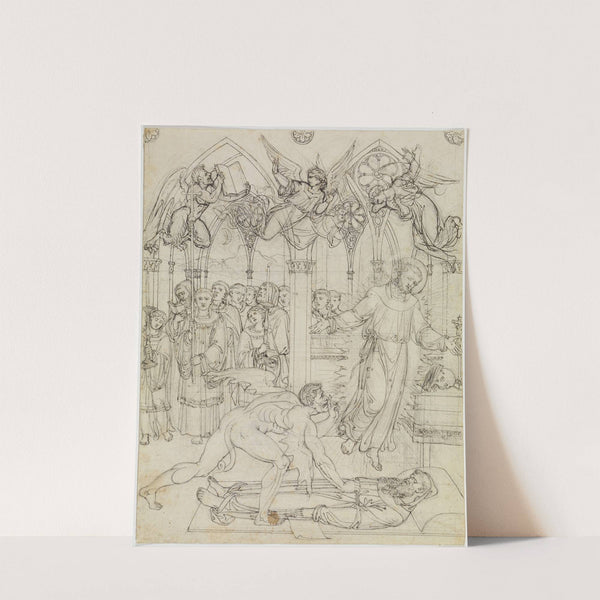 Streit des Hl. Franziskus mit dem Satan um die Seele des Mönches Guido da Montefeltro (Dante Inferno, Canto 27, V 112) by Joseph Anton Koch