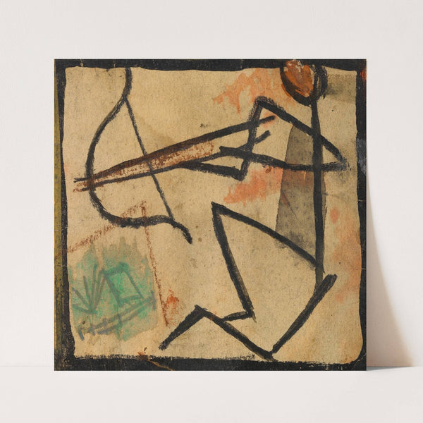 Strichmännchen mit Pfeil und Bogen (1918) by Egon Schiele