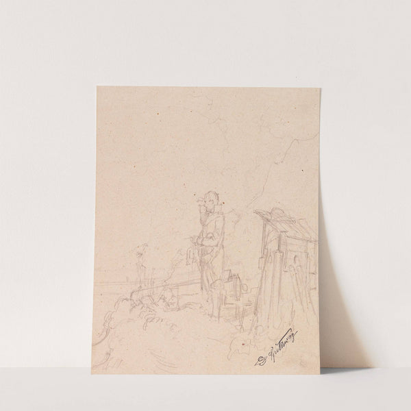 Strickende Wacht (Der Kanonier) (1848) by Carl Spitzweg