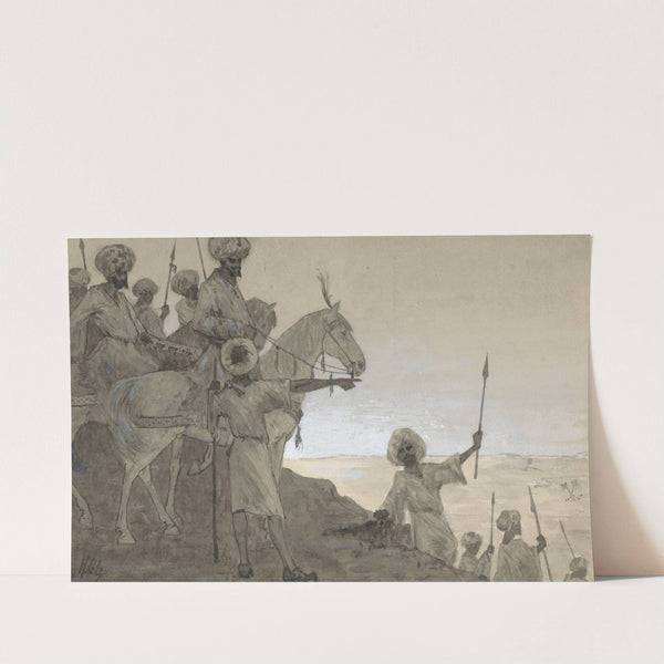 Strijders te paard in een woestijnlandschap by H.C. Louwerse