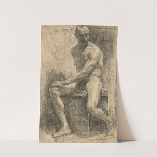 Štúdia sediaceho mužského aktu by Emil Alexay-Olexák