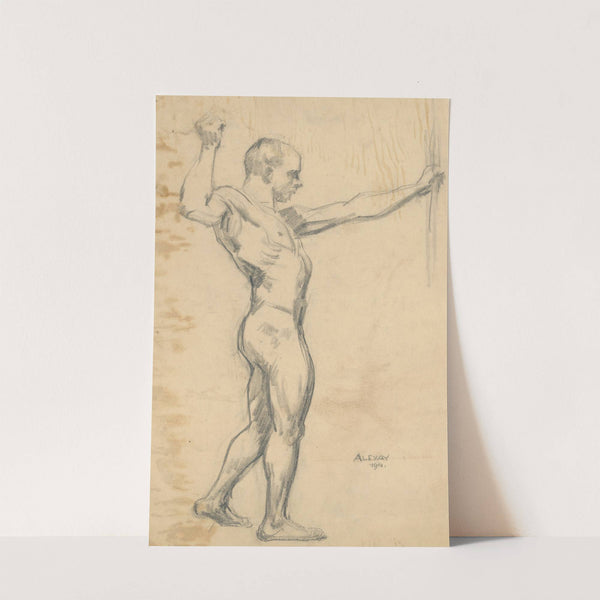 Štúdia stojaceho mužského aktu z profilu by Emil Alexay-Olexák