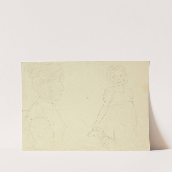 Studie af kunstneren hustru og datter by Peter Hansen