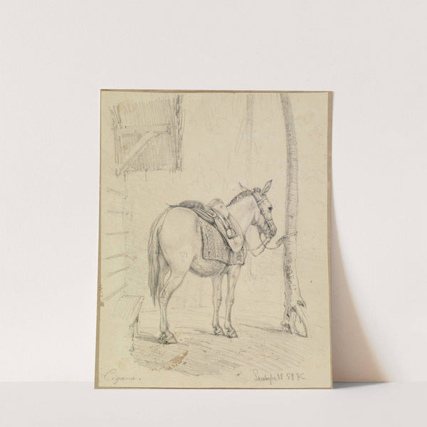 Studie ‘Cigana’ gesattelt vor einem Haus (1858) by Ferdinand Keller