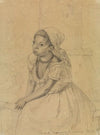 Studie der Maria Joanna de Cocaies, sitzend in Halbfigur nach links gewendet