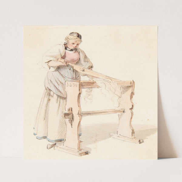 Studie einer Oberhaslerin beim Flachsbrechen by Franz Niklaus König