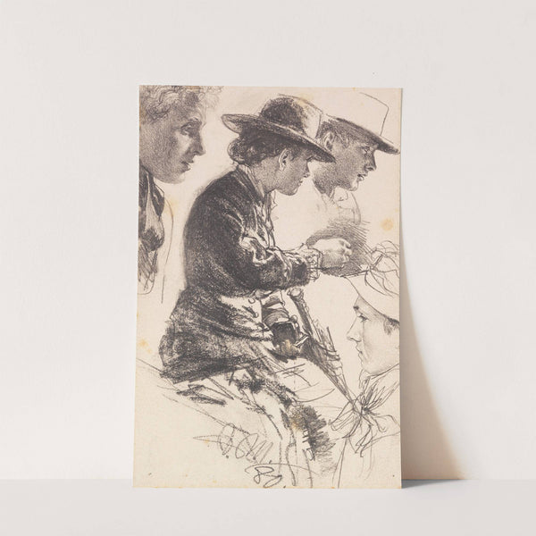 Studie einer sitzenden Dame mit Hut, Schirm und Geldbörse (1880) by Adolph von Menzel