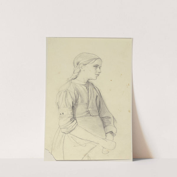 Studie eines jungen Mädchens, das Gesicht im Profil nach rechts by Jakob Becker