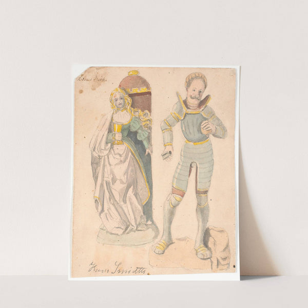 Studie med to figurer efter altertavlen i Estvad kirke, Ringkøbing amt by Hans Smidth