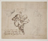 Studie til to legende putti, blade og en draperet figur med en urne