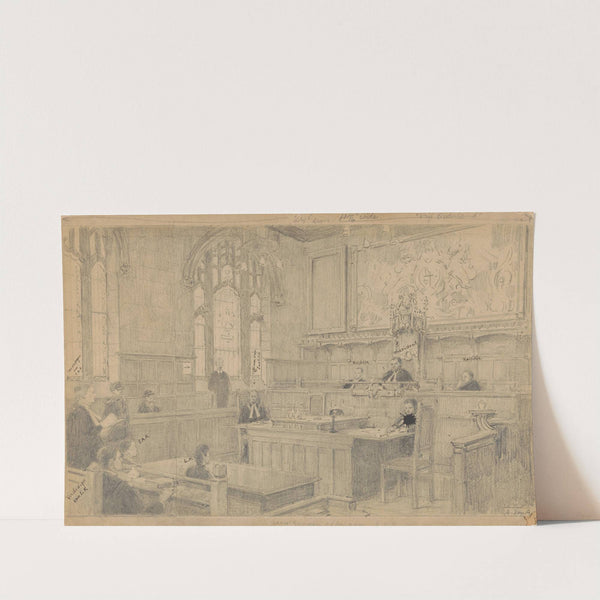 Studie van de gehele compositie voor het (onvoltooide) schilderij van de Nederlandse rechtbank in London, juni 1942 by Anton Abraham van Anrooy
