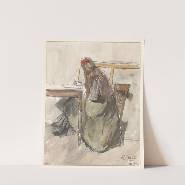 Studie van een meisje, zittend aan een tafel by Barbara Elisabeth van Houten