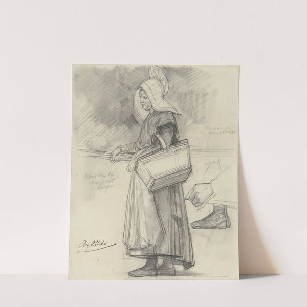 Studie van een staande boerin met een mand by August Allebé