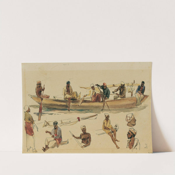 Studie von Booten und Bootsleuten auf Ceylon by Joseph Selleny