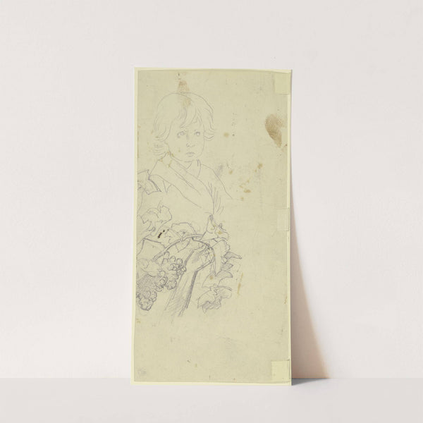 Studie zu einem kleinem Jungen, darunter eine Hand, die in eine Weinrebe greift by Jakob Becker