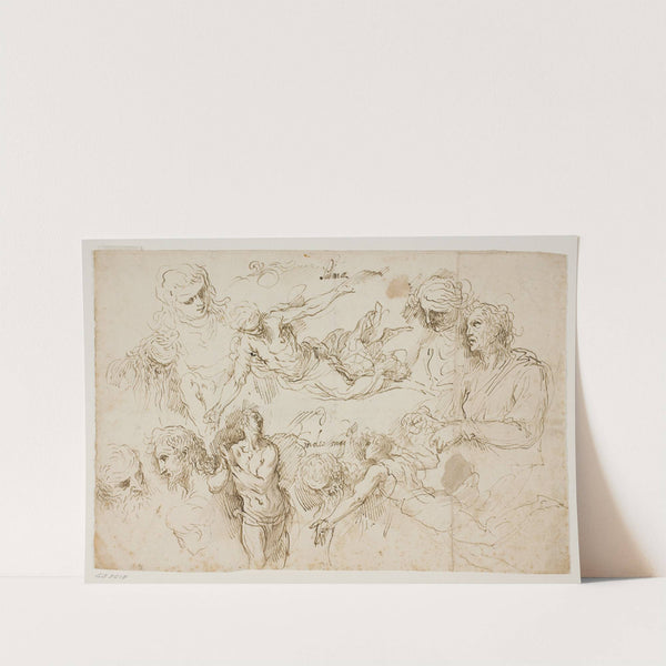 Studieblad med figurer by Jacopo Palma il Giovane