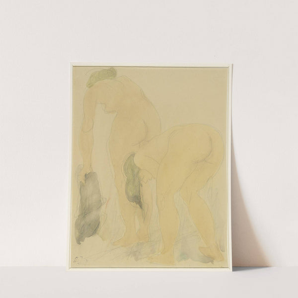 Studieblad met twee naakte vrouwen, op de rug gezien (1850 - 1917) by Auguste Rodin
