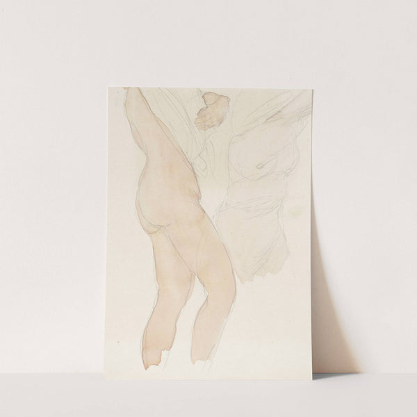 Studieblad met twee vrouwen die hun hemd uittrekken (1850 - 1917) by Auguste Rodin