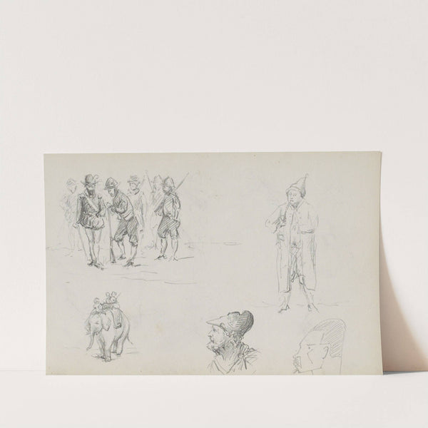 Studieblad, onder andere met militairen (1880) by Marius Bauer