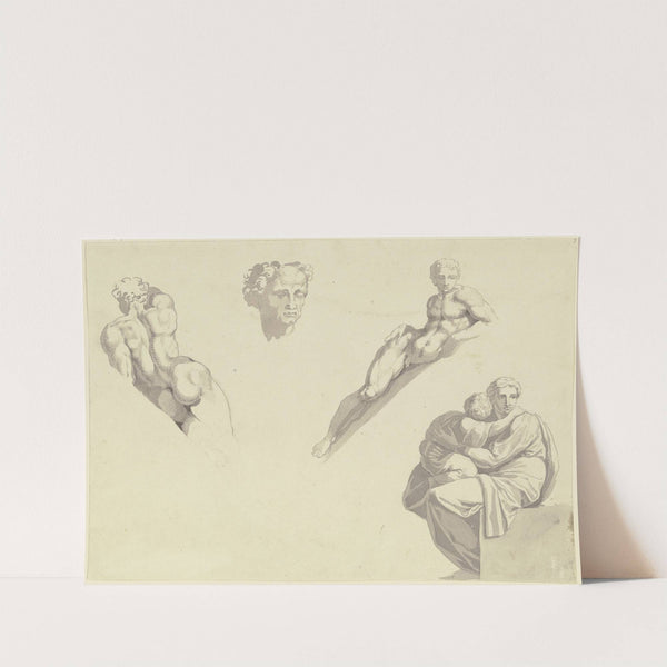 Studien aus der Sixtinische Kapelle des Michelangelo nach Kupferstichen gezeichnet by Peter von Cornelius
