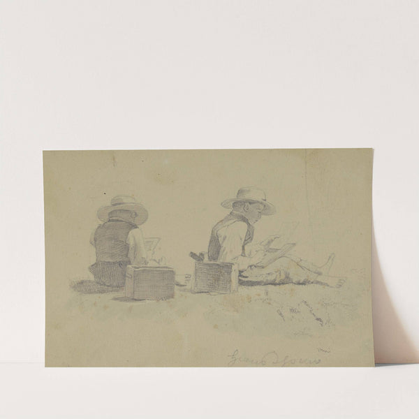 Studien zum Gemälde ;Nach der Schule (Anfänge der Kunst)’ (1873) by Hans Thoma