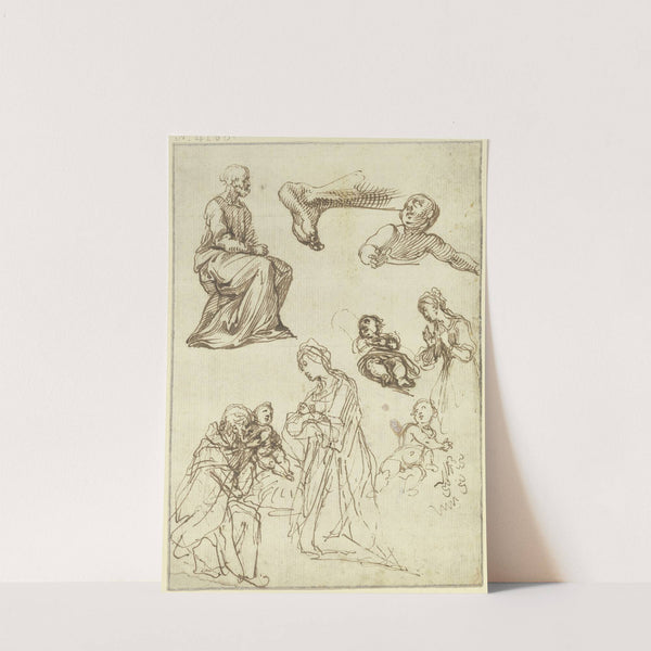 Studienblatt; Apostel, Geburt und Anbetung Christi, Fuß eines Knienden by Francesco Vanni