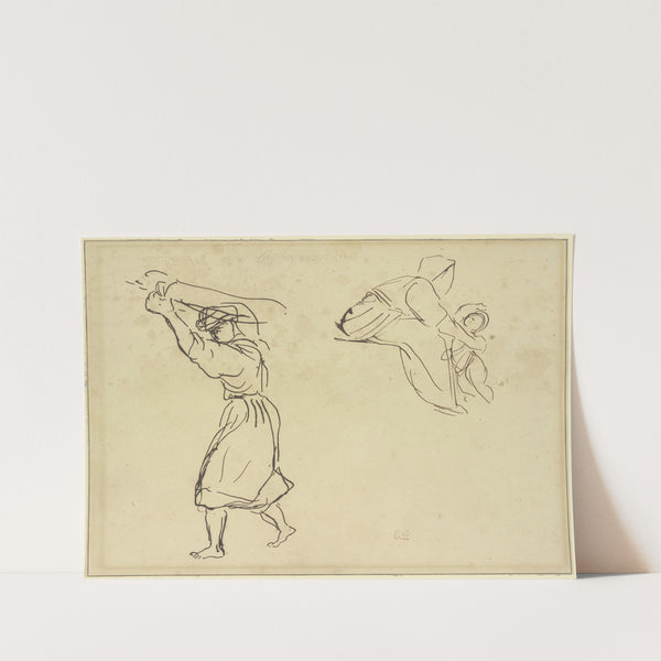 Studienblatt; Araber, ein Tuch schwingend; Mutter und Kind by Eugène Delacroix