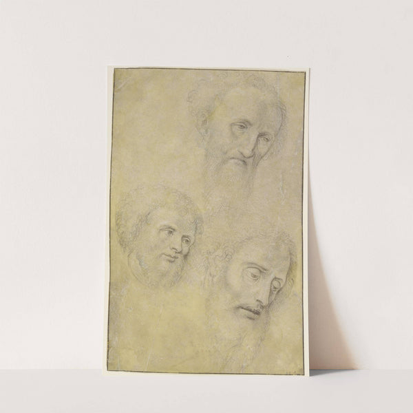 Studienblatt; Drei Apostelköpfe by Dieric Bouts