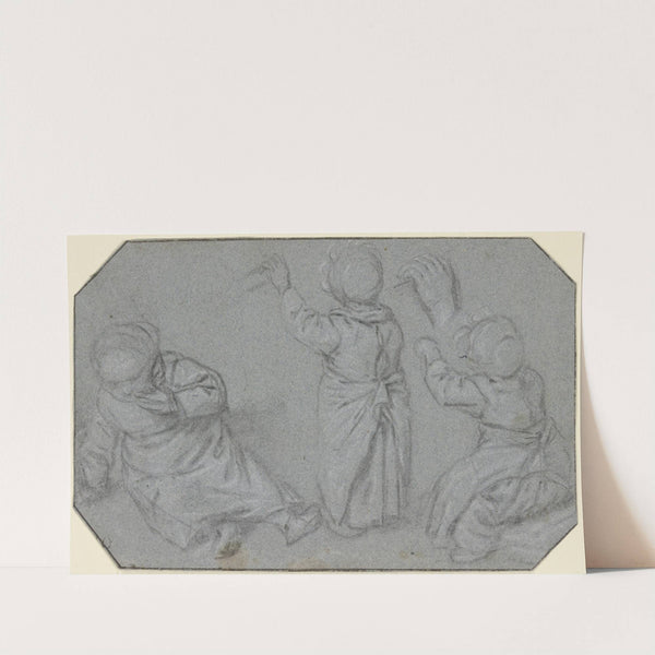 Studienblatt; dreimal dasselbe Mädchen sowie eine Hand (ca 1661) by Adriaen van Ostade