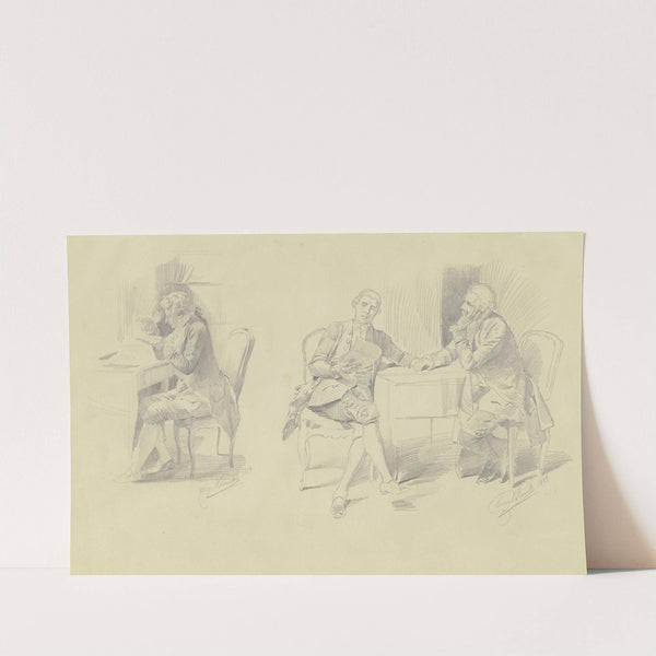 Studienblatt; Ein Mann schreibt einen Brief; ein Mann liest einem anderen einen Brief vor (1884) by Eugen Klimsch