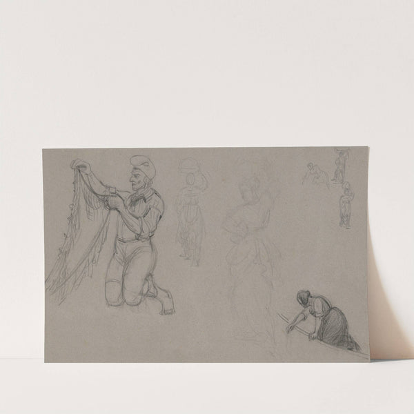 Studienblatt; Fischer und Lasten tragende Frauen by Carl Morgenstern