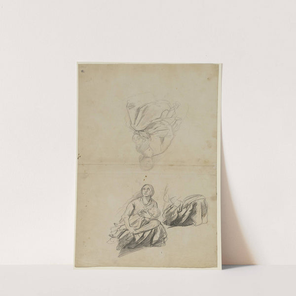 Studienblatt; Frau mit Kind, Frauenkopf, Ärmel by Jakob Becker