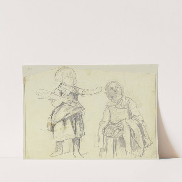 Studienblatt; Kind und junge Frau by Jakob Becker