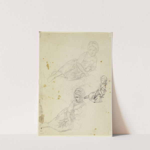 Studienblatt; Lagerndes Bauernmädchen by Jakob Becker