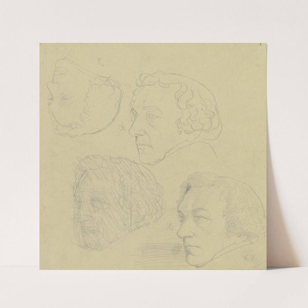 Studienblatt mit Bildnissen des Philipp Veit by Eugen Eduard Schäffer