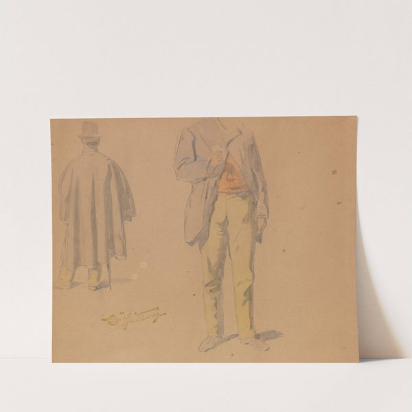 Studienblatt mit stehendem Mann von vorn und hinten (Mantelstudie) (1855-1860) by Carl Spitzweg