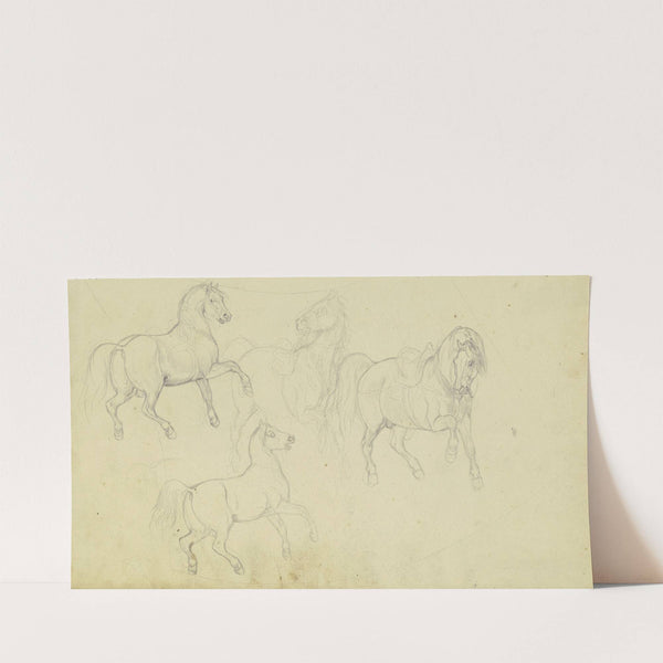 Studienblatt; Pferde, teils gesattelt by Ferdinand Fellner