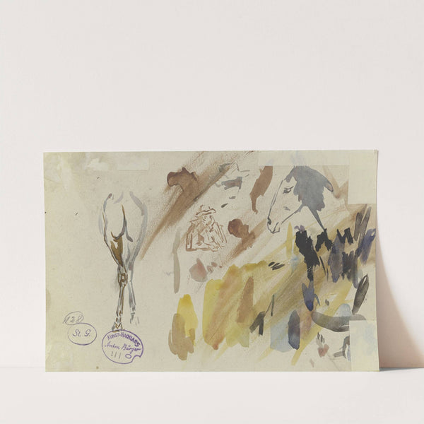 Studienblatt; Pferde und Mann mit Hut by Anton Burger