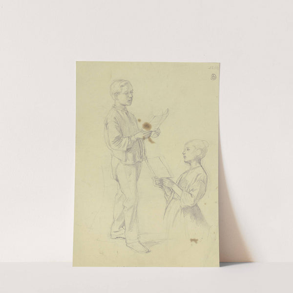 Studienblatt; singende Jungen und Mädchen by Jakob Becker