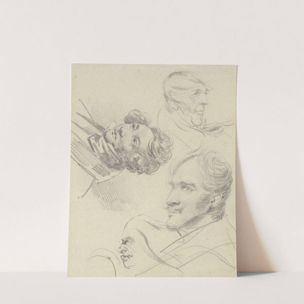 Studienblatt; Vier männliche Köpfe by Ferdinand von Rayski