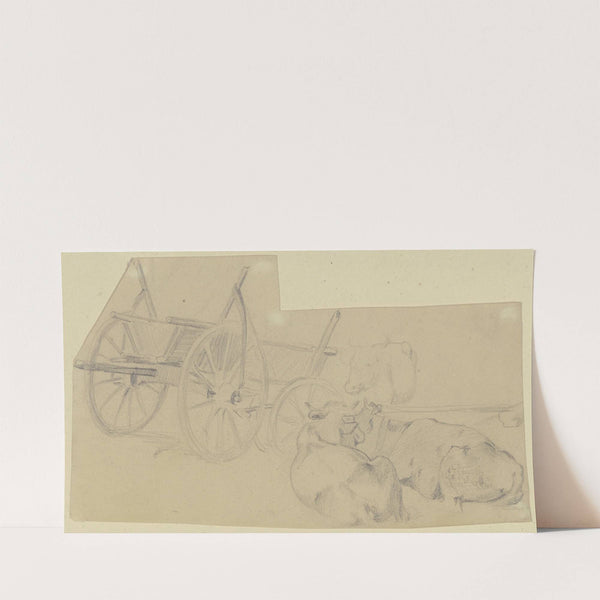 Studienblatt; Wagen mit drei Kühen by Teutwart Schmitson