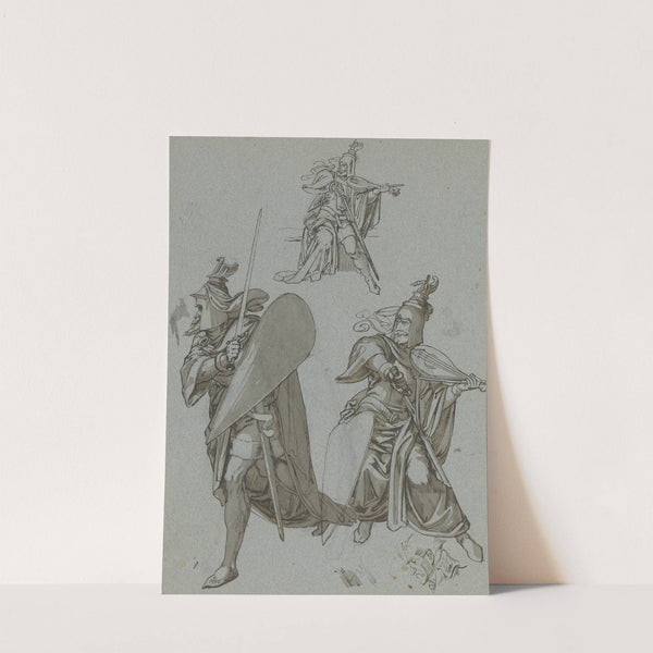 Studienblatt; Wie Hagen und Volker Schildwache halten by Ferdinand Fellner