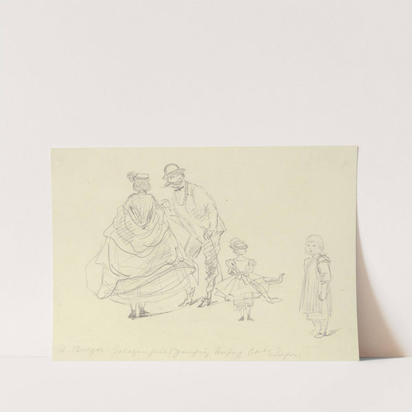 Studienblatt; zwei Erwachsene, zwei Kinder by Anton Burger