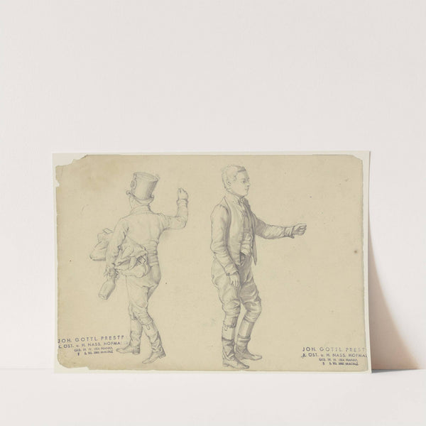 Studienblatt; Zwei junge Männer by Johann Erdmann Gottlieb Prestel